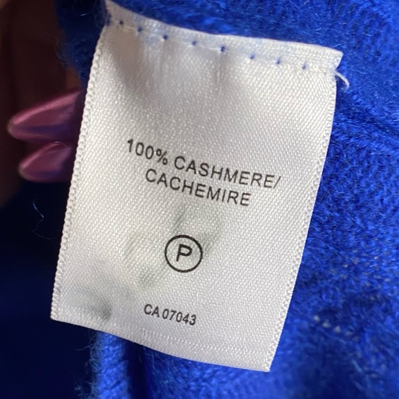 Kenar Womens Blue 2 Ply Cashmere Cable Knit Sweater Pullover Size Medium - Picture 4 of 7